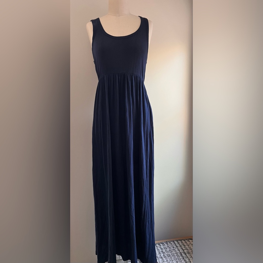 Demylee navy pima cotton tank maxi dress sz large l